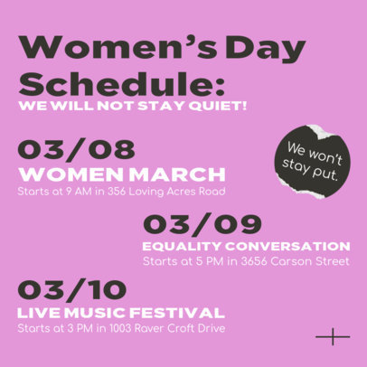 Schedule Instagram Post Creator Featuring Events for Women's Day