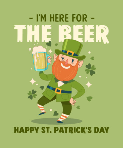 T-Shirt Design Template Featuring Funny Leprechaun Cartoons for St Patrick's Day