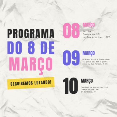 Instagram Post Template Featuring a Women's Day Event Program