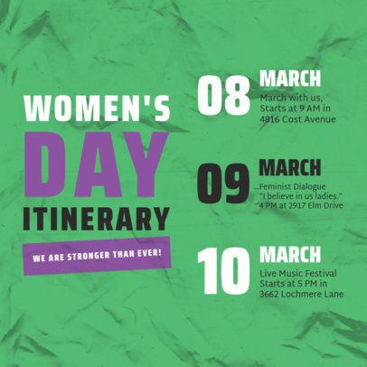 Instagram Post Generator Featuring a Women's Day Events Schedule