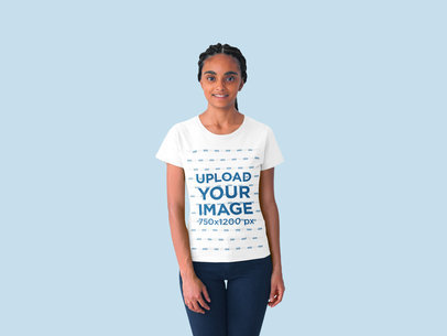 T-Shirt Mockup of a Woman with Braids