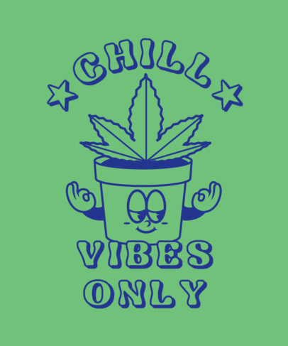 T-Shirt Design Template Featuring an Illustrated Marijuana Plant Pot Cartoon 5366i