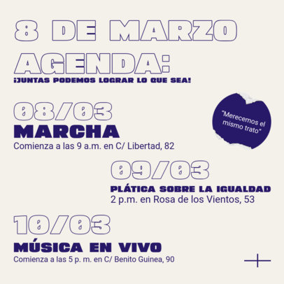 Instagram Post Creator Featuring a Women's Day Itinerary