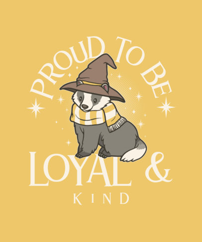 T-Shirt Design Template Featuring an Illustrated Puppy with a Wizard Costume