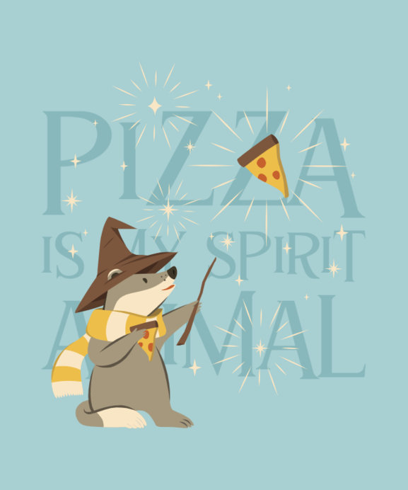 T-Shirt Design Creator with a Magic Animal and a Pizza Quote