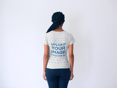 Back Shot Mockup of a Woman with Braids Wearing a Tshirt