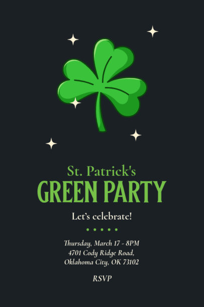 Invitation Design Template Featuring a St Patrick's Day Theme Featuring a Clover Graphic 5364c