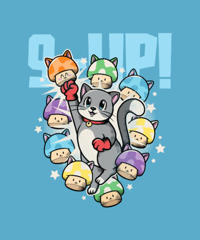 Cat-Themed T-Shirt Design Template Inspired by Mario Bros 5172h-5397