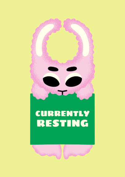 Currently Resting Door Hanger Design Creator Featuring a Rabbit Graphic 5380b-5385