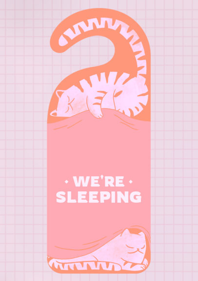 Sleeping-Themed Door Hanger Design Template With a Cat Illustration 5380c-5385