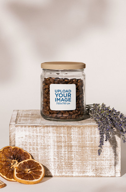 Mockup of a Jar Full of Coffee Beans