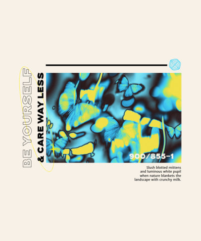 T-Shirt Design Template Featuring an Illustration With Butterflies