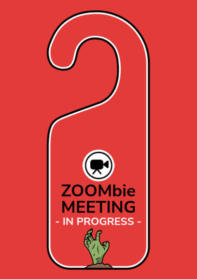 Door Hanger Design Template Featuring a Funny Zombie Quote 5380g-5381