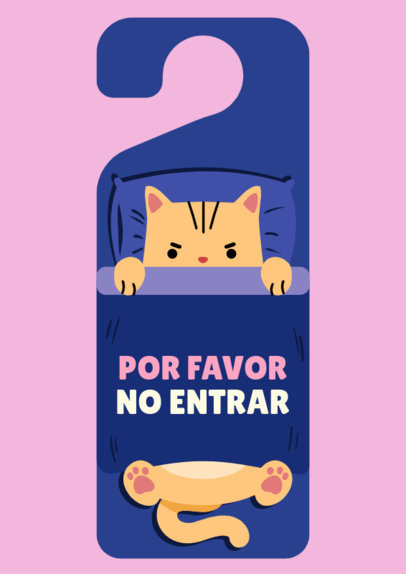 Cute Door Hanger Design Generator Featuring a Sleepy Cat 5380i-5381