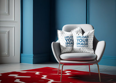 Nordic-Styled Mockup of Two AI-Generated Pillows Placed on a Couch