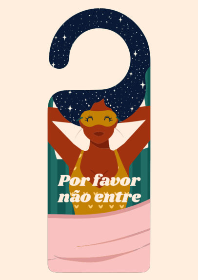 Cool Door Hanger Design Creator Featuring a Sleeping Woman Graphic 5380j-5382