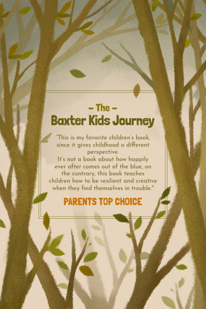 Back Book Cover Generator for a Kids' Story With Tree Graphics