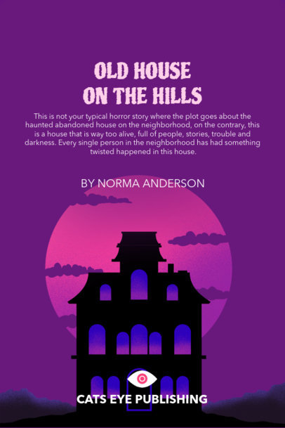 Scary Back Book Cover Maker Featuring a Horror House Graphic