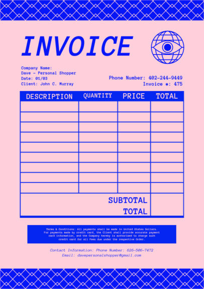 Invoice Maker Featuring Horizontal Patterns With Triangle Shapes 5419