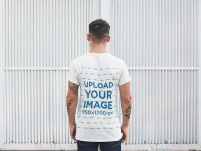 Back Shot Mockup of a Man Wearing a T-Shirt