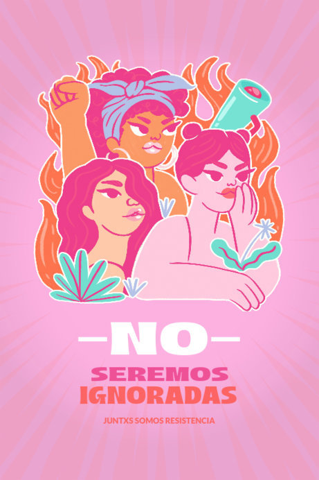 Online Poster Template Featuring Illustrated Feminists for Women's Day
