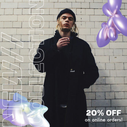 Instagram Post Template with Streetwear Photographs for Clothing Brand Sales 6029 el1