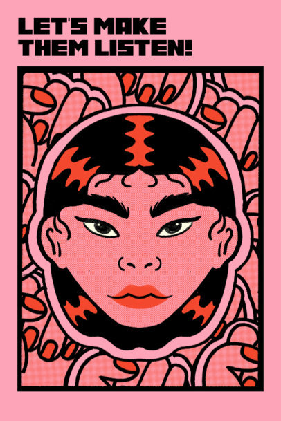 Women's Day-Themed T-Shirt Design Maker Featuring a Female Face Illustration