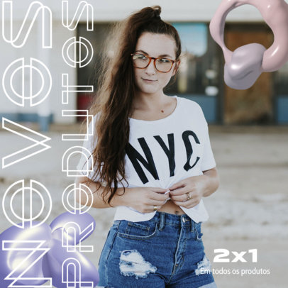 Instagram Post Maker Featuring a 2x1 Offer on New Streetwear Garments 6029b-el1