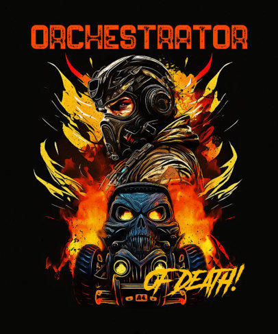 T-Shirt Design Maker with a Fury Road-Inspired Flaming Car Illustration