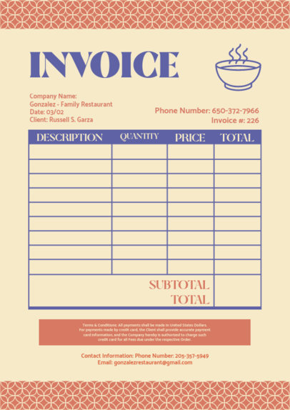 Restaurant Invoice Maker With a Bowl Icon 5419d