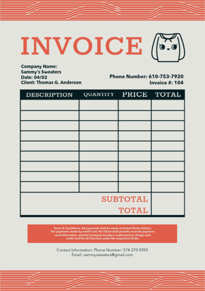 Sweaters Store Invoice Generator With Abstract Pattern Frames 5419e