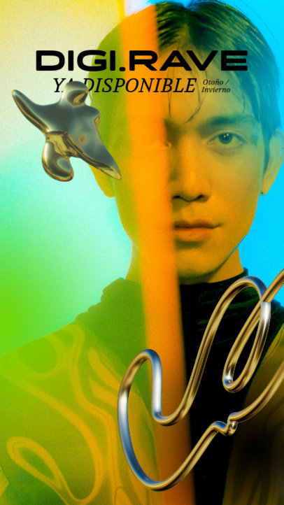 Instagram Story Template for a Clothing Brand Featuring Chrome Shapes 6023c-el1