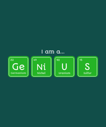 T-Shirt Design Template for Chemistry Geeks Inspired by The Periodic Table