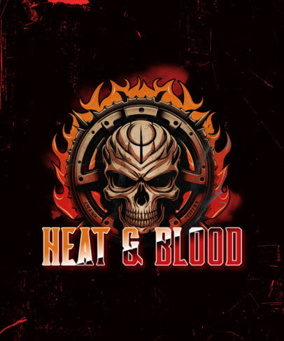 Mad Max-Inspired T-Shirt Design Creator with an AI-Generated Flaming Skull Emblem