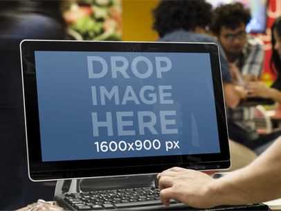 Desktop PC Mockup of a Cashier Machine at a Restaurant