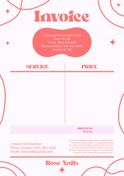 Online Invoice Generator for a Nail Salon 5418a