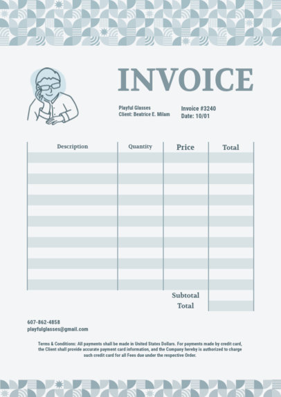Invoice Generator for a Glasses Store Payment 5417a