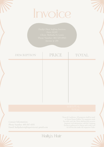 Invoice Creator for a Hair Salon with a Minimalist Aesthetic 5418f