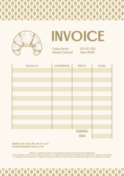 Bakery-Themed Invoice Generator Featuring a Croissant Graphic 5417e