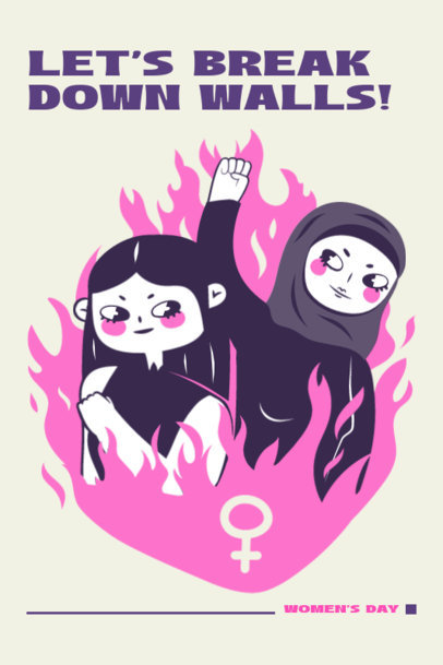 T-Shirt Design Template with Illustrated Female Protesters for Women's Day 4607l-5412