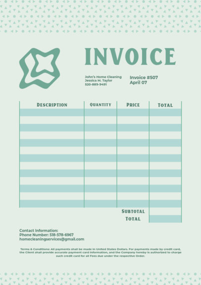 Home Cleaning Invoice Maker Featuring a Sparkle Graphic 5417d