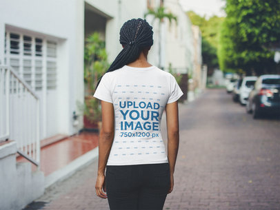 Back Shot Tshirt Mockup of a Woman with Braids
