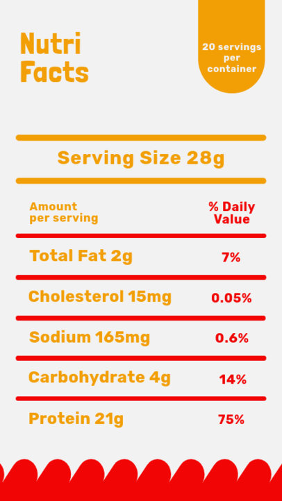 Nutrition Facts Label Template for Food Value Information 5697