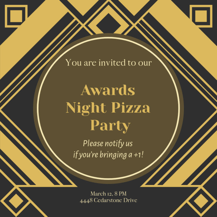 Placeit - Cinema Instagram Post Template for an Awards Night Pizza Party