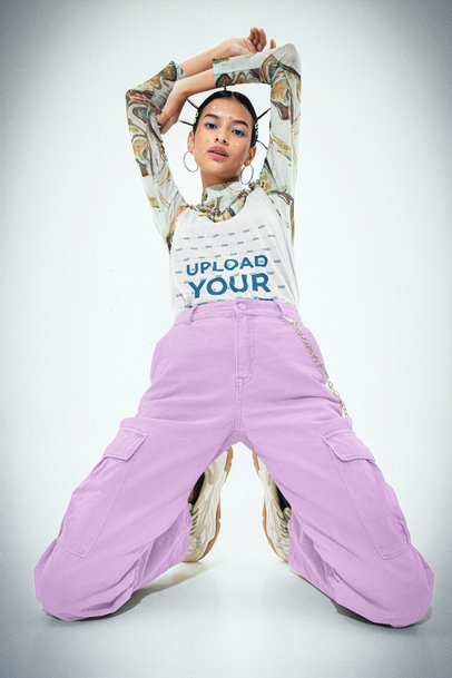 Bella Canvas Tank Top Mockup of a Woman Wearing a Y2K-Themed Style