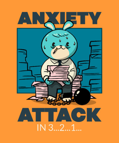 Funny T-Shirt Design Maker Featuring a Pessimistic Anxious Bunny