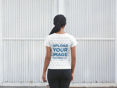 Back Shot Tshirt Mockup Featuring a Woman with Braids