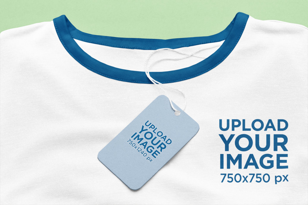 Ringer T-Shirt Mockup Featuring a Brand Tag