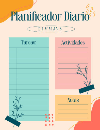 Planner Template Featuring Colorful Graphics and a Floral Theme 6050g-el1