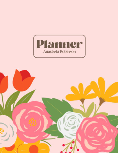 Planner Cover Maker Featuring a Colorful Flower Bouquet Illustration 6053 el1